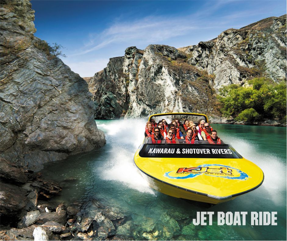Exciting jet boat ride in New Zealand with stunning scenic views and high-speed adventure on the water, New Zealand group tour from Chennai