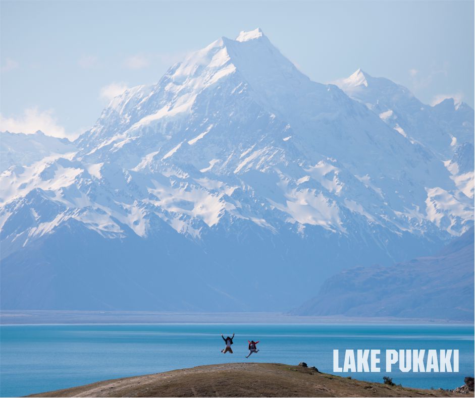 Lake Pukaki in New Zealand showcasing stunning turquoise waters and majestic mountain views, New Zealand group tour from Surat, New Zealand group tour from Udaipur